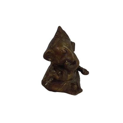 Ganesh Statue aus Messing: Handgeschmiedet und patiniert im traditionellen Gussverfahren – Ansicht 3 | orientcrafts