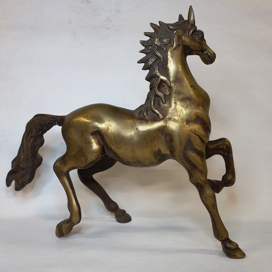 Brass Horse Statue India – Handcrafted &amp; Patinated 27 cm