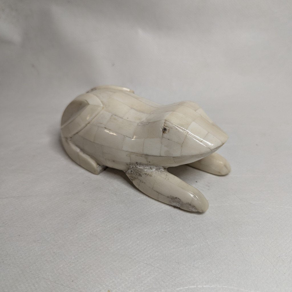 Wooden frog with camel bone fittings: Hand-carved, exotic, one-of-a-kind piece