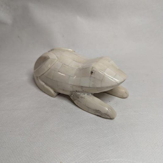 Wooden frog with camel bone fittings: Hand-carved, exotic, one-of-a-kind piece