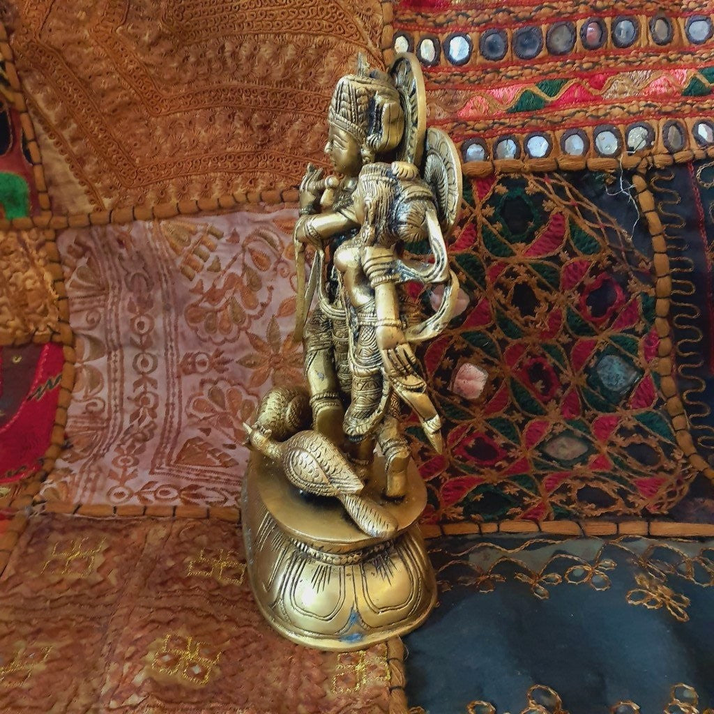 Radha Krishna Bronze Figure – Indian Handcraft 22 cm