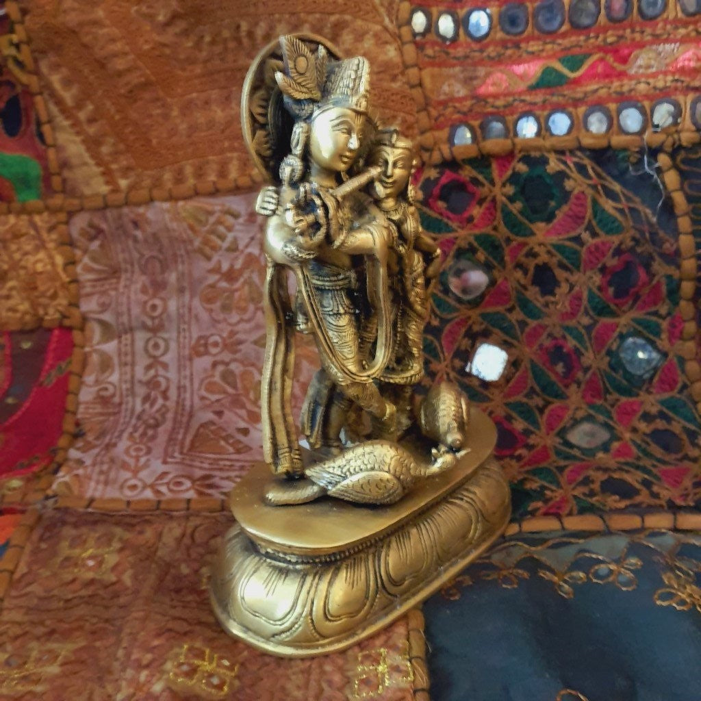 Radha Krishna Bronze Figure – Indian Handcraft 22 cm
