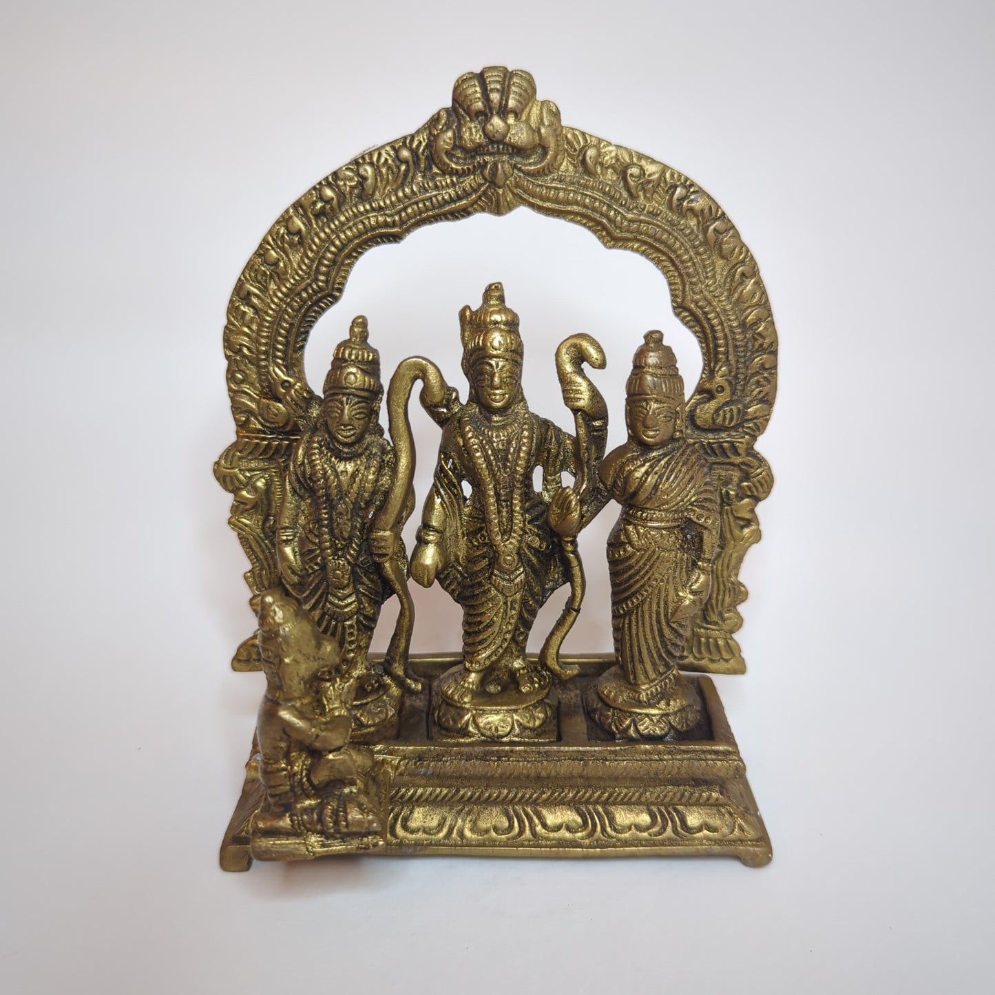 Lord Ram Darbar Statue in Brass: Hand-forged, unique piece using the lost-wax casting process