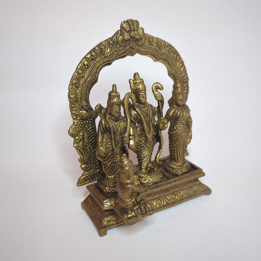 Lord Ram Darbar Statue in Brass: Hand-forged, unique piece using the lost-wax casting process