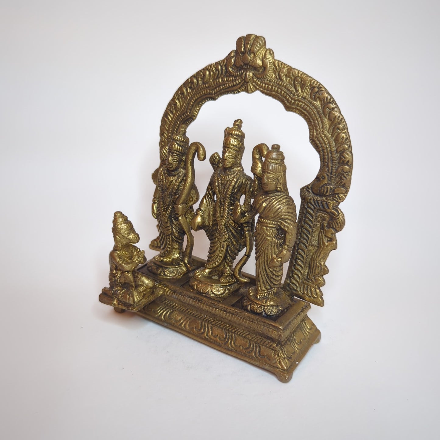Lord Ram Darbar Statue in Brass: Hand-forged, unique piece using the lost-wax casting process