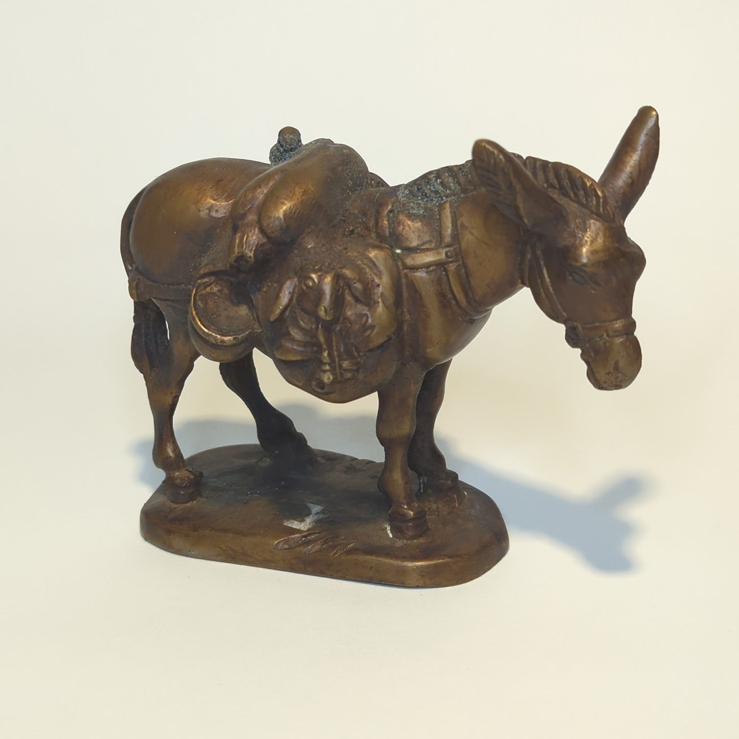 Brass donkey laden with goods – handmade in India