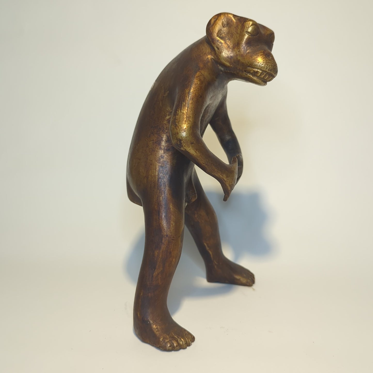 Solid brass standing monkey – hand-forged in India