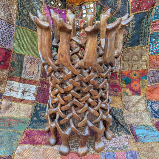 Cobra stand made of teak wood: An exotic eye-catcher made from a hand-carved tree trunk