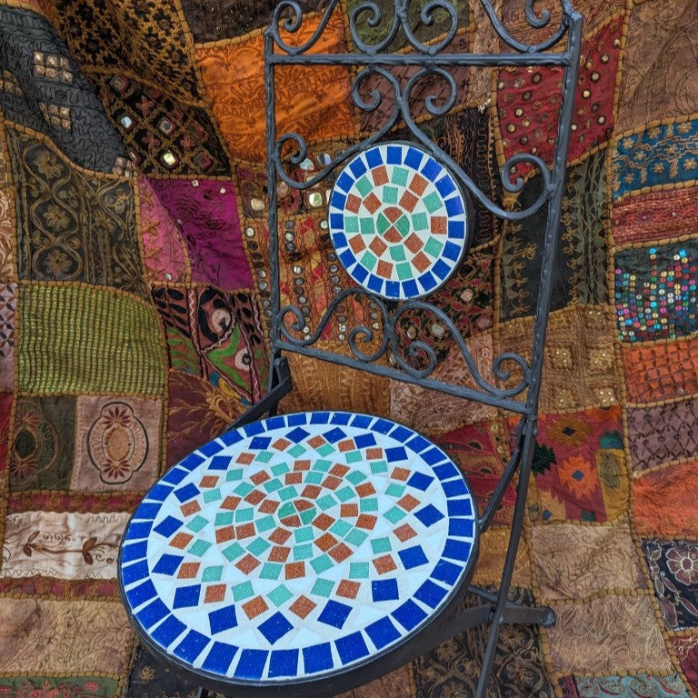 Oriental mosaic chair from Morocco: Luxurious one-of-a-kind piece with handcrafted artistry
