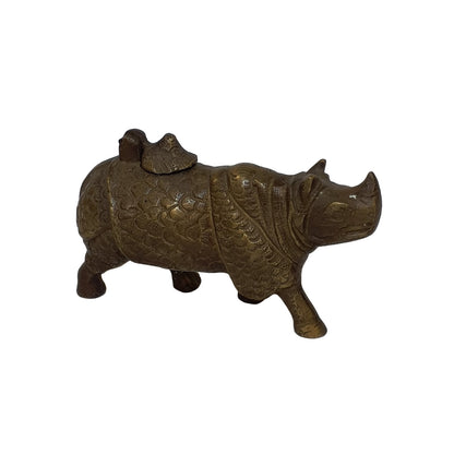 Rhinozeros Messing Figur – Patiniert & Handgearbeitet 12 cm – Ansicht 2 | orientcrafts