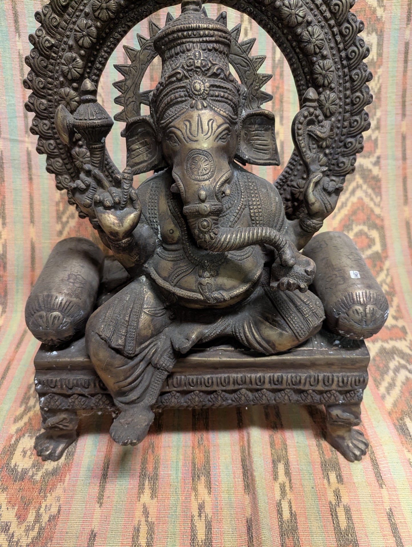 Bronze statue of Ganesha: Seated god of wisdom, representing happiness and new beginnings