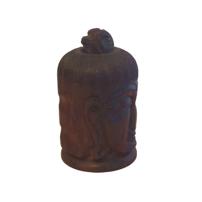 Pillendose Buddha Kopf aus Mahagoni: Handgeschnitztes, praktisches Reise-Accessoire – Ansicht 4 | orientcrafts