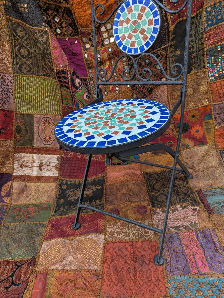 Oriental mosaic chair from Morocco: Luxurious one-of-a-kind piece with handcrafted artistry